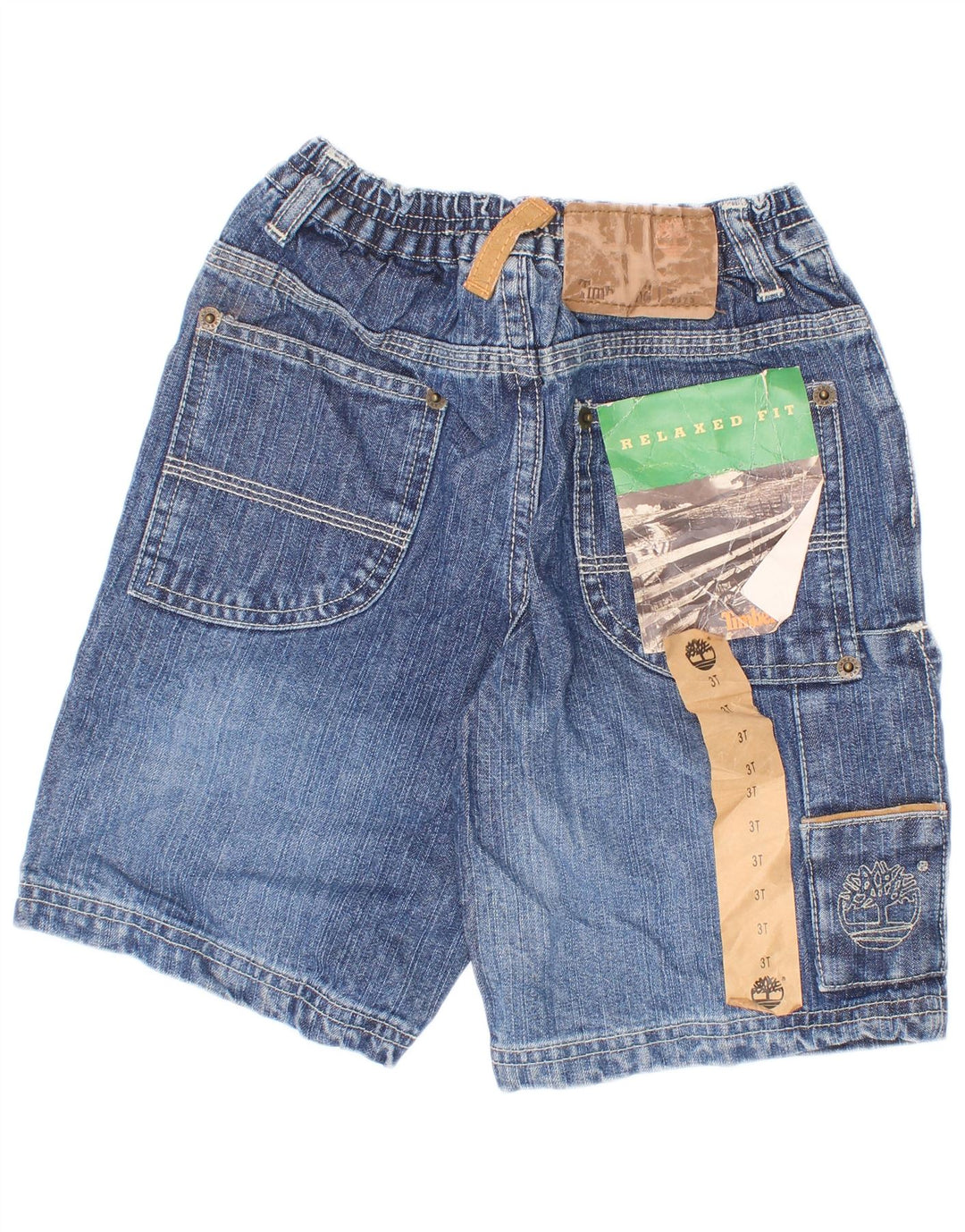 Pantaloni scurți din denim cargo Timberland pentru băieți 2-3 ani W22 bumbac albastru