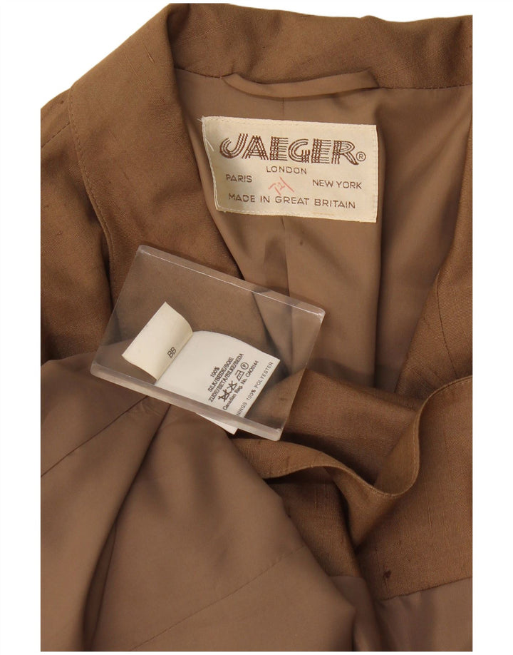 Jaeger Jaeger pentru femei, cu 1 nasture, UK 16, mare, bej, mătase cu pete