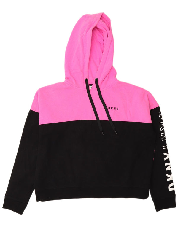 Pulover cu glugă supradimensionat cu grafic pentru femei Dkny UK 14 Roz mediu Colorblock