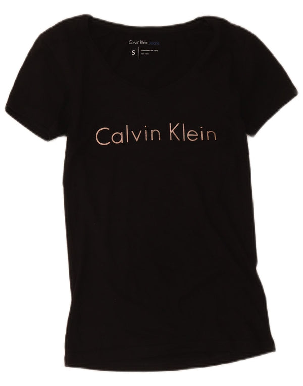 Tricou grafic pentru femei Calvin Klein Jeans Top UK 10 Small Black
