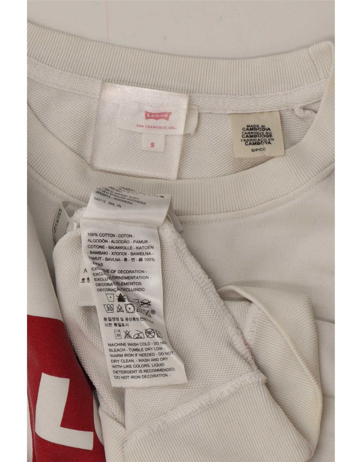 Levi's Pulover supradimensionat cu grafic pentru femei UK 10 Bumbac alb mic