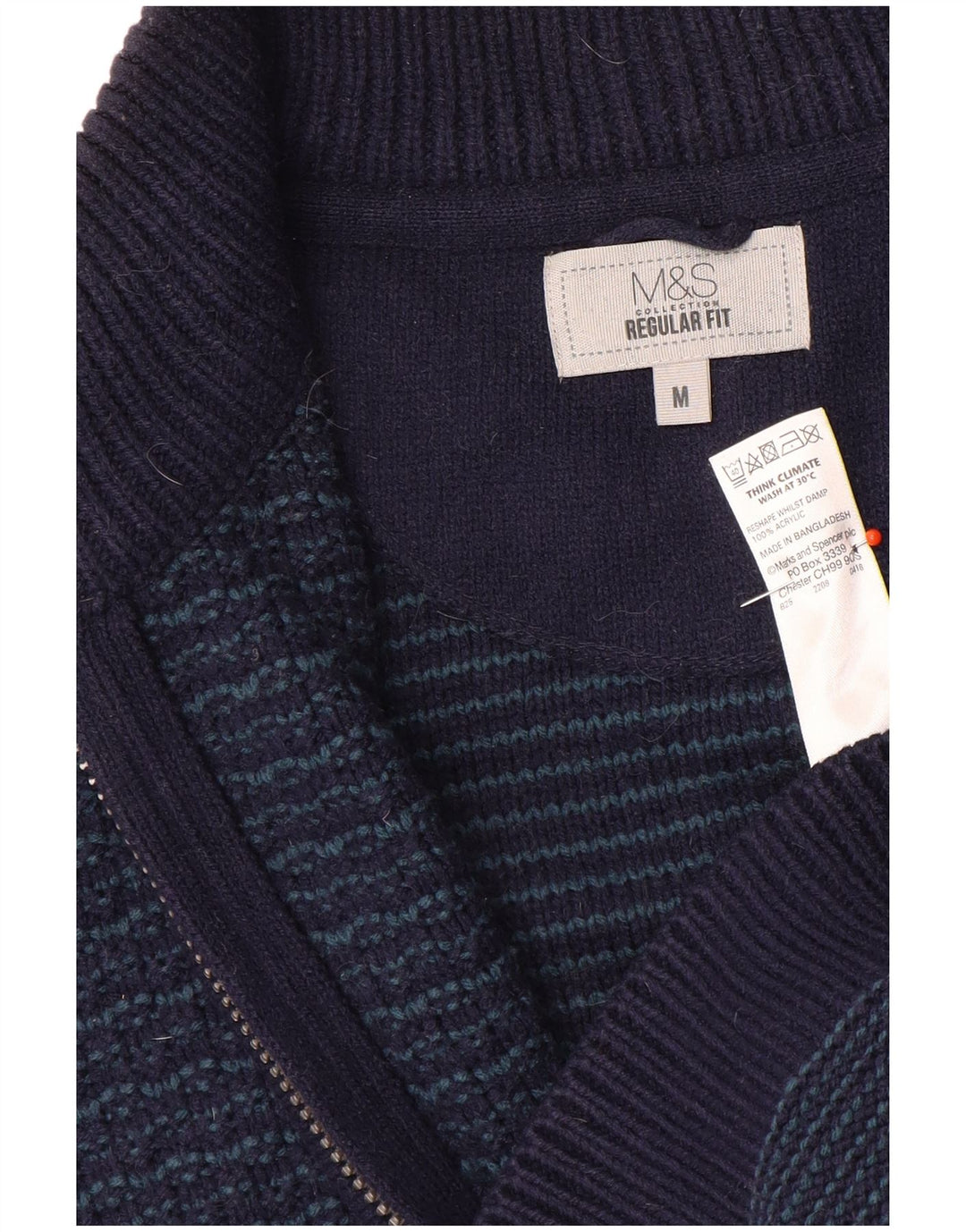 Pulover cardigan pentru bărbați Marks & Spencer, cu tăiere obișnuită, mediu bleumarin acrilic