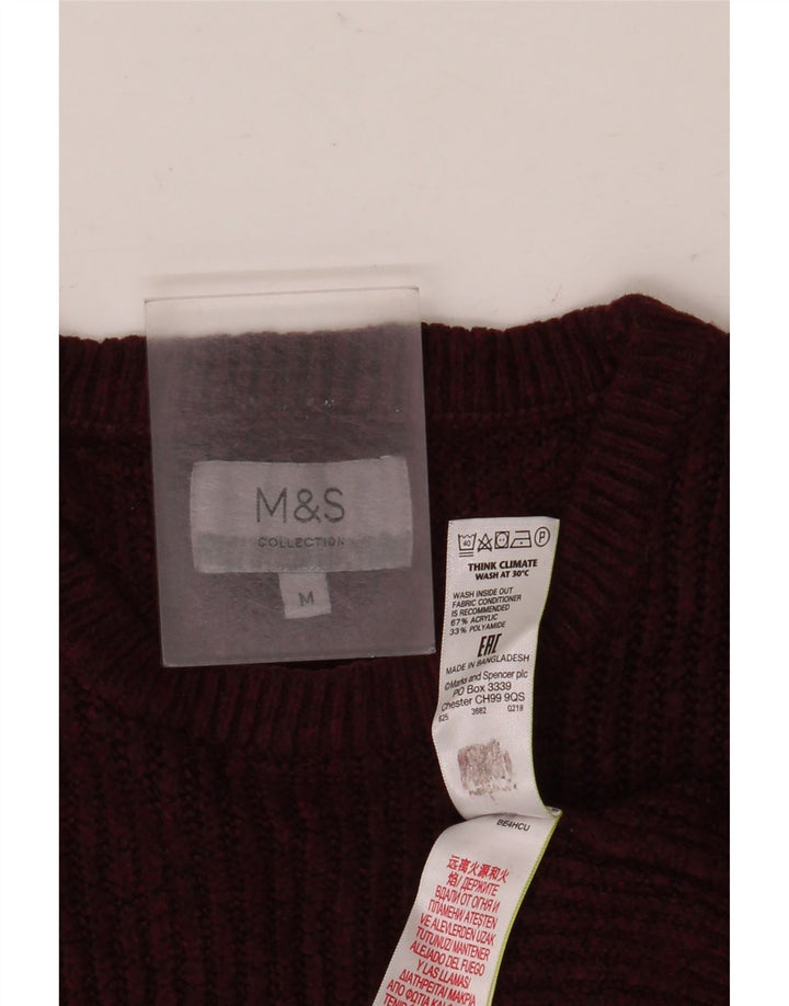 Pulover pentru bărbați Marks & Spencer cu gât roșu, mediu acrilic Bordeaux