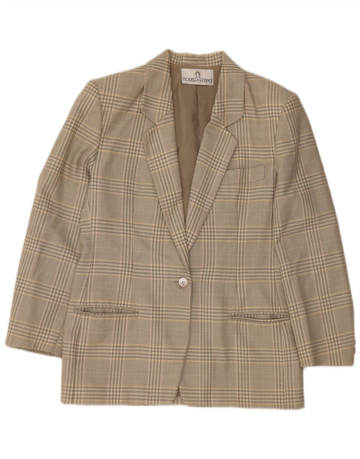 FIORELLA RUBINO Jachetă cu paragate pentru femei UK 12 Medium Grey Check