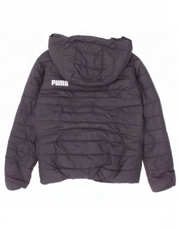 Jachetă căptușită cu glugă Puma pentru băieți 5-6 ani, poliester negru
