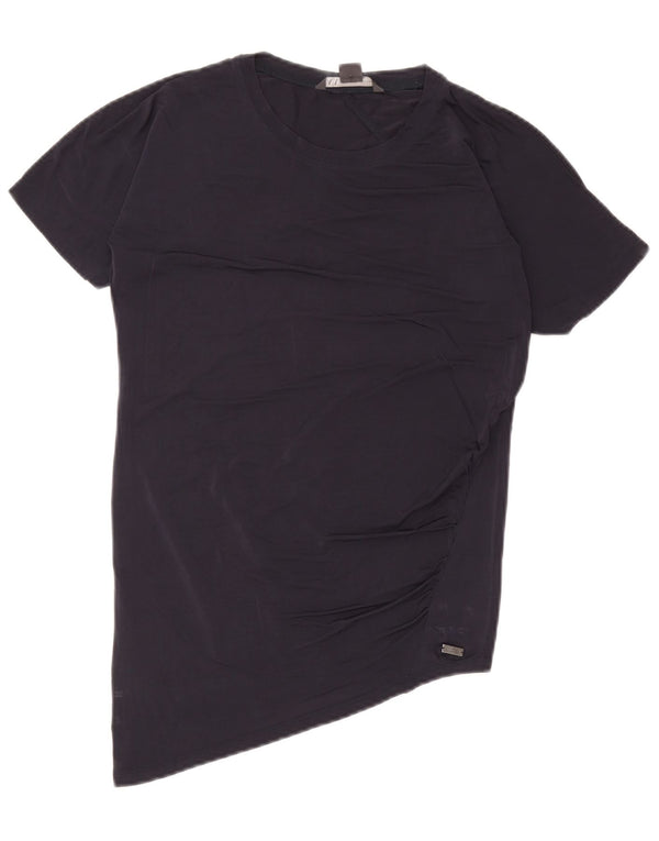 Armani Exchange pentru femei, tricou asimetric supradimensionat, Marea Britanie 2 2XS, bleumarin