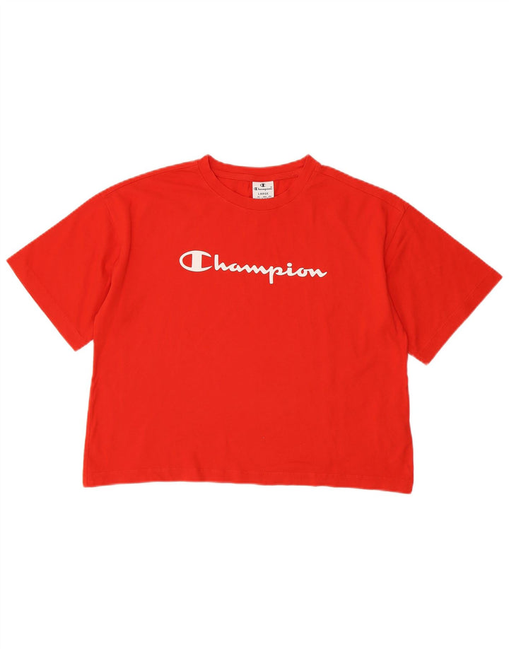 Tricou grafic pentru femei CHAMPION Crop Top UK 16 Bumbac roșu mare