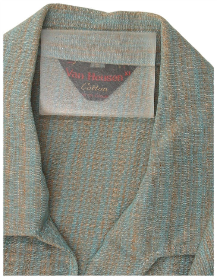 Cămașă cu mânecă scurtă pentru bărbați Van Heusen XL, bumbac cu carouri albastre