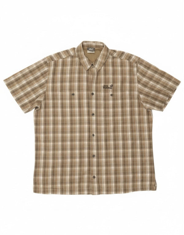 Cămașă Jack Wolfskin pentru bărbați cu mânecă scurtă UK 44/46 XL, bumbac verde check