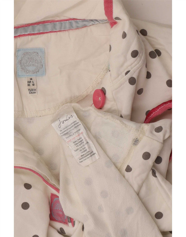 Pulover pentru damă Joules, cu gât cu nasturi, cu buline mari, albe, UK 14