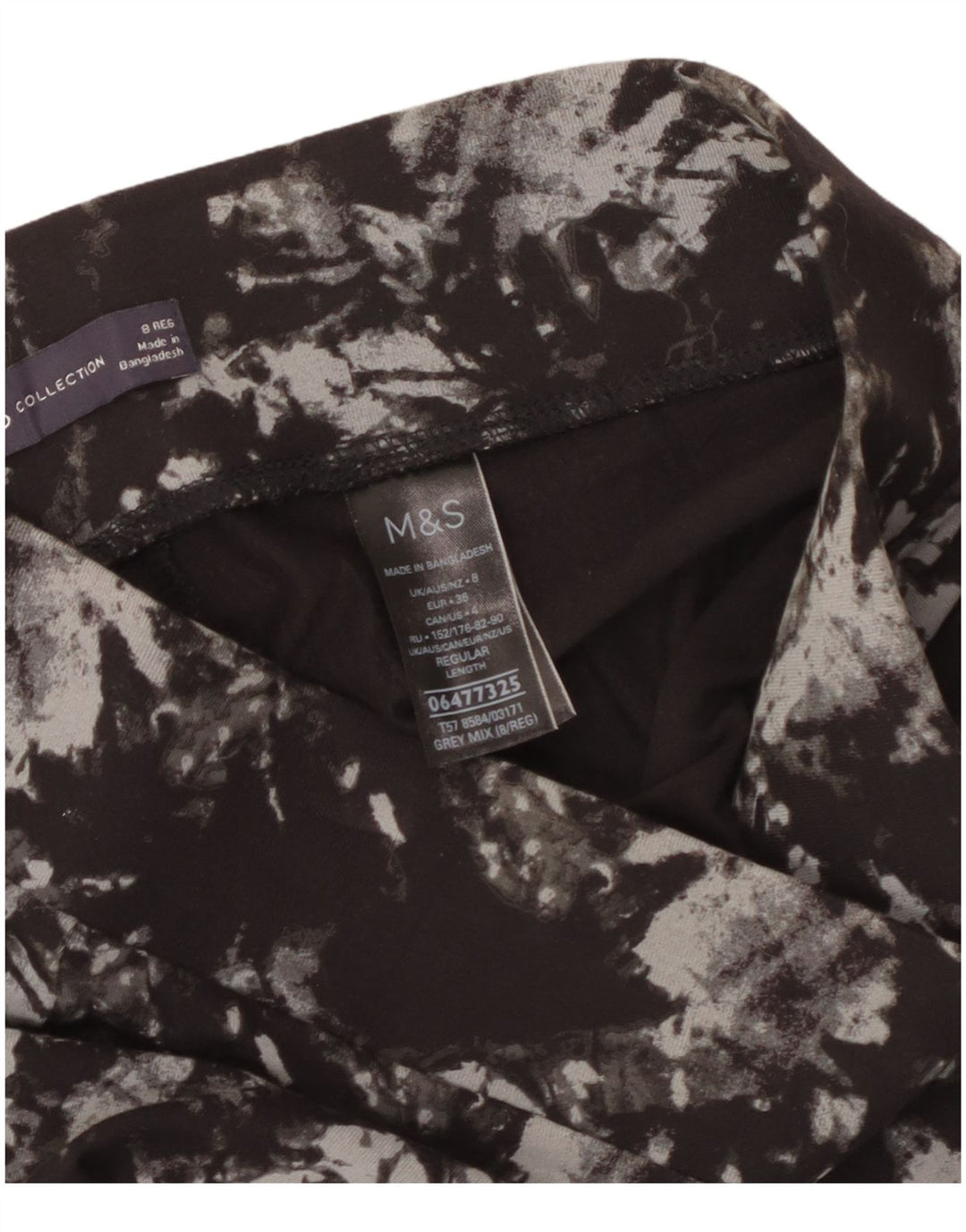 Leggings pentru femei Marks & Spencer UK 8 mici, gri Tie Dye, viscoză