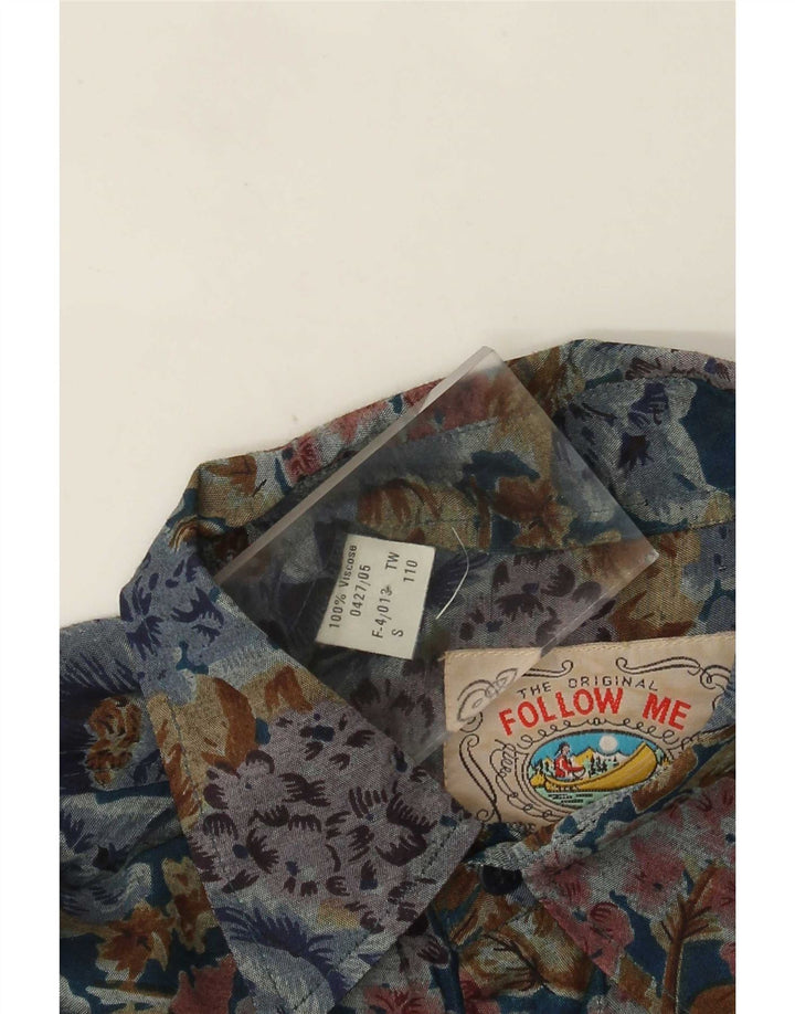 Cămașă vintage pentru bărbați, cu tăiere largă, mică, multicoloră, florală, viscoză
