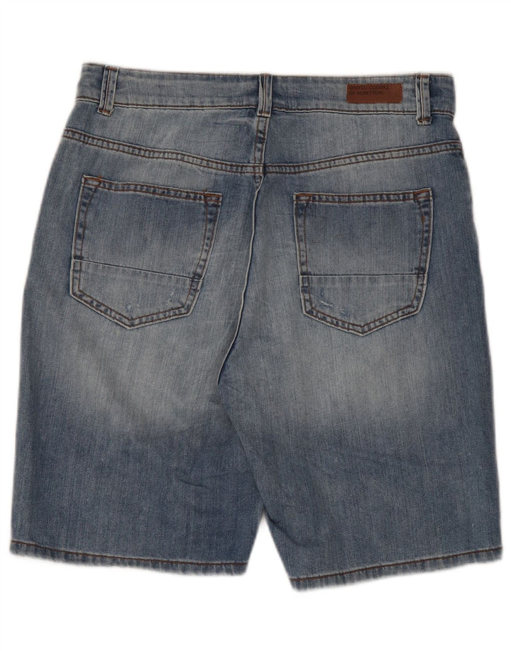 BENETTON Mens Denim Shorts W29 Small Blue Cotton