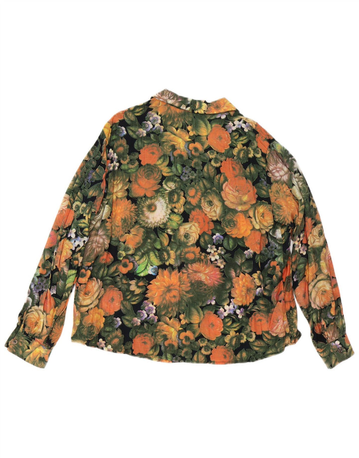 Cămașă vintage pentru femei UK 16 mare portocaliu floral