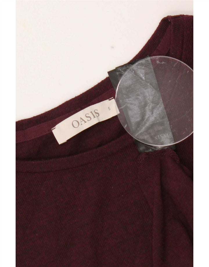 Oasis pentru femei, cu volan în față, cu mânecă lungă, UK 10, viscoză burgundy mic
