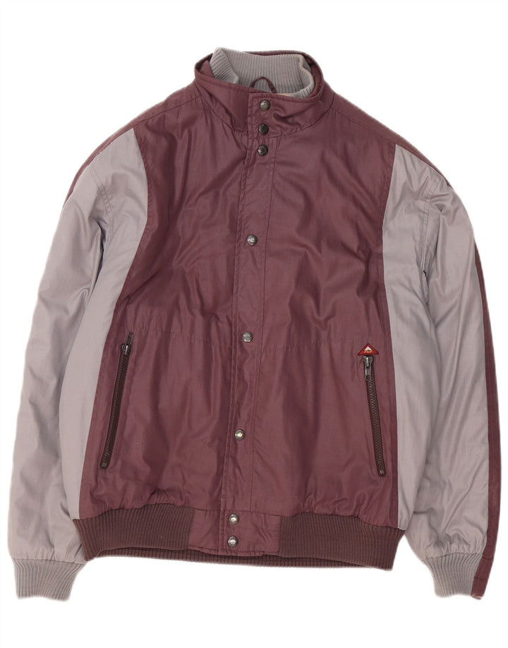 Bomber vintage pentru bărbați UK 38 Medium Burgundy Poliester bloc de culoare