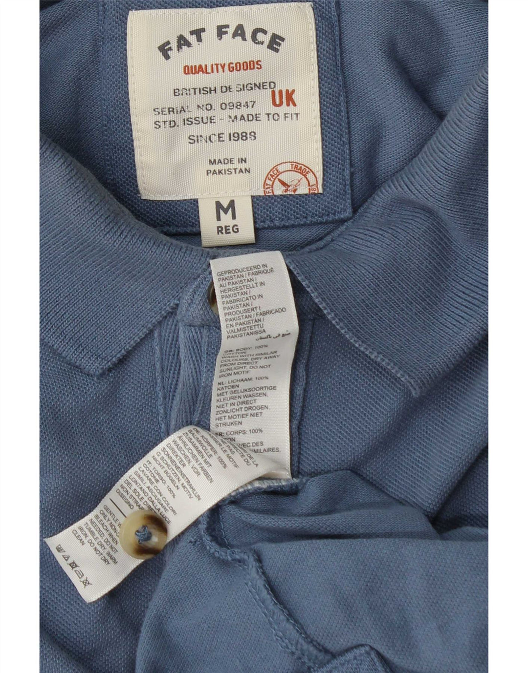 Tricou polo cu mânecă lungă pentru bărbați Fat Face, bumbac albastru mediu