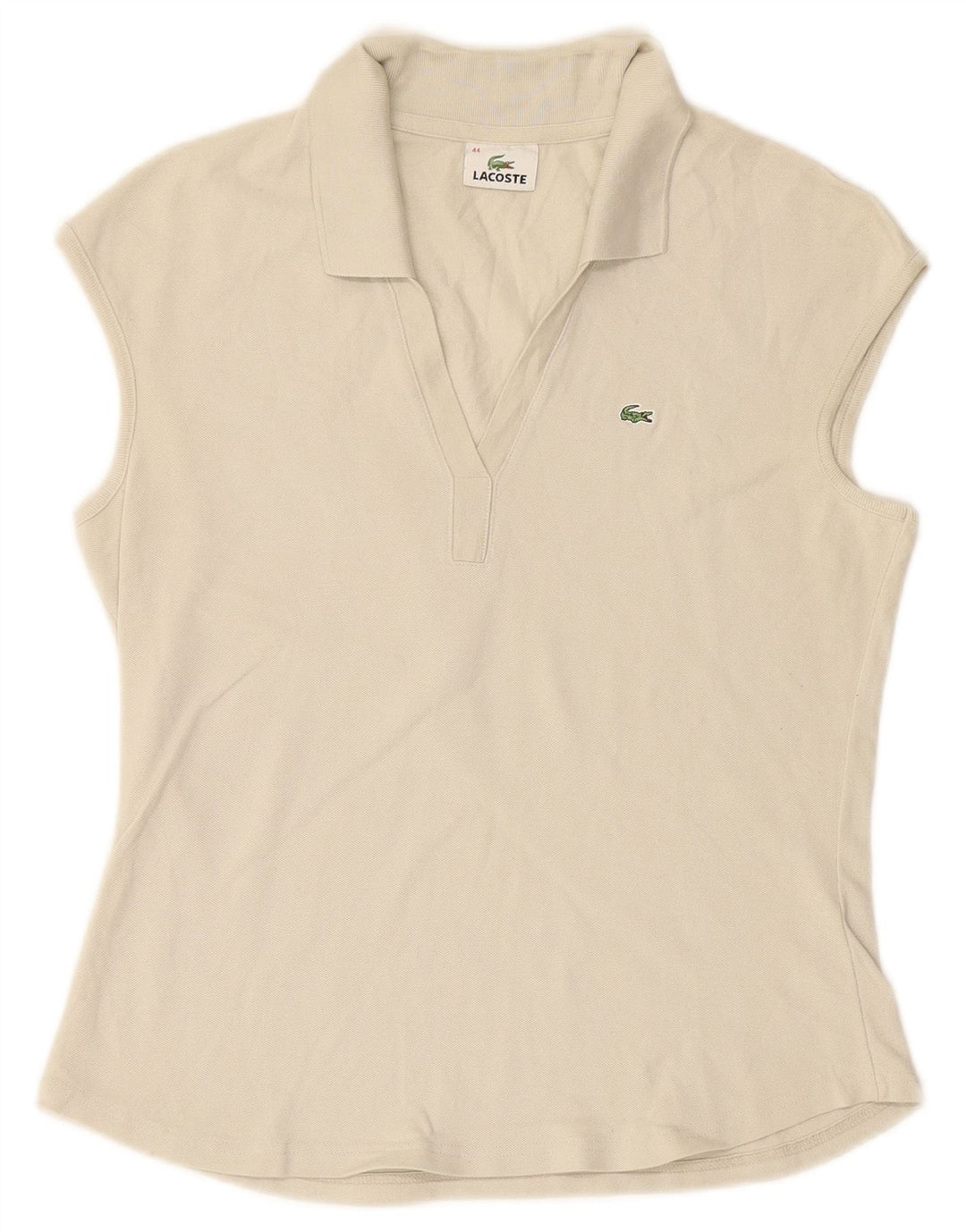 Tricou polo fără mâneci pentru femei LACOSTE Mărimea 44 Bumbac alb mare