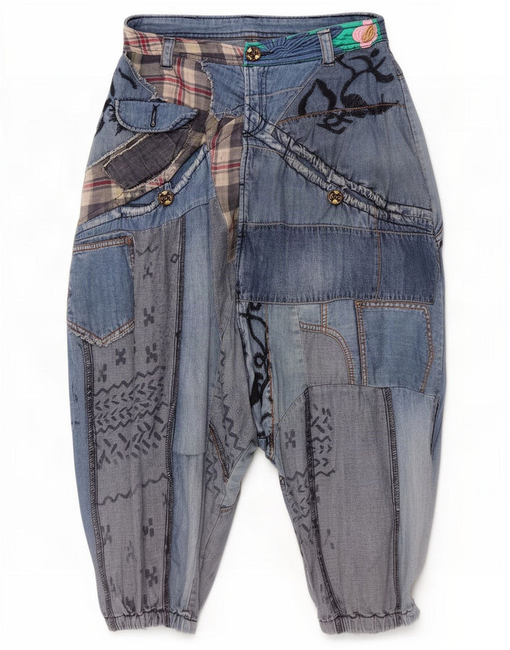 Blugi Desigual pentru femei Harem Drop Crotch W30 L13 Blue Patchwork Bumbac