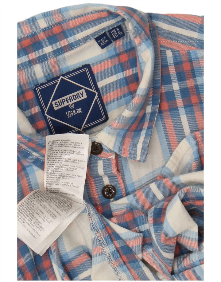 Cămașă de flanel pentru femei Superdry UK 8 Small Blue Check Bumbac