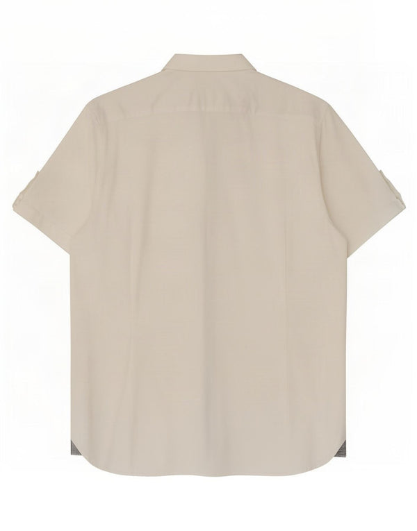 Cămașă cu mânecă scurtă pentru bărbați Ted Baker Mărimea 6 2XL Bumbac alb