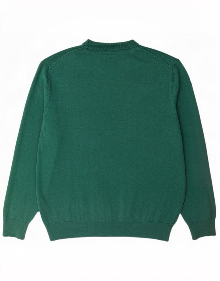 Pulover cu decolteu în V pentru bărbați Marks & Spencer, bumbac verde 2XL