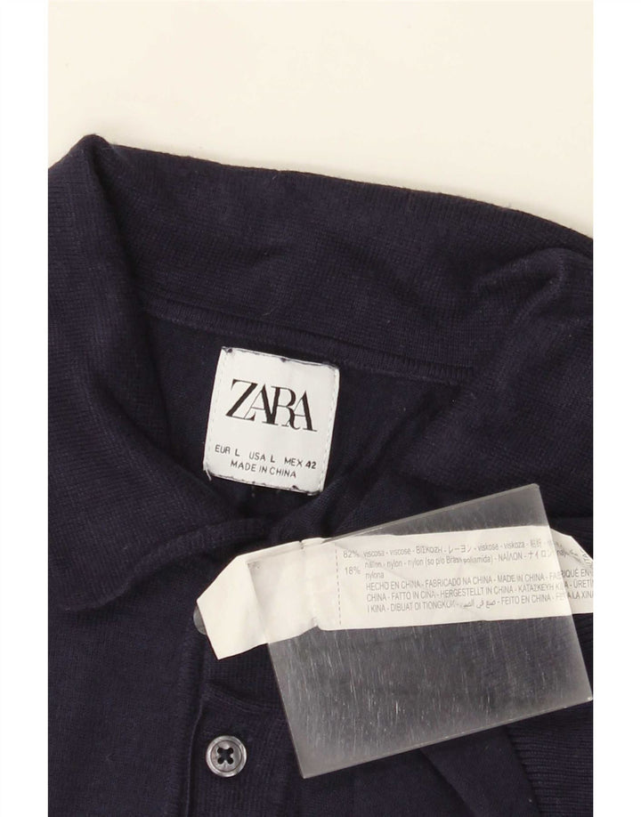 Cămașă polo pentru bărbați Zara, mare, bleumarin, viscoză