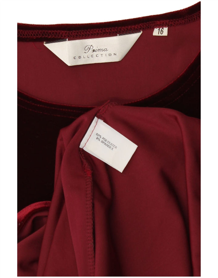 Rochie maxi din velur vintage pentru femei UK 16, mare, bordeaux, poliester