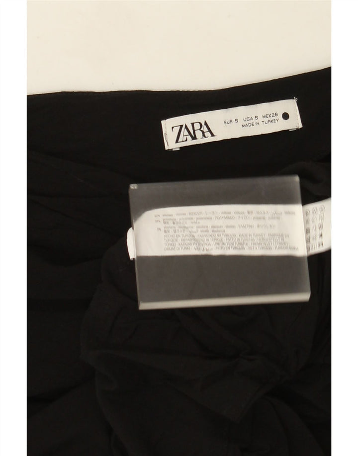 Top Crop pentru un umăr pentru femei Zara UK 8 Small Black Viscose