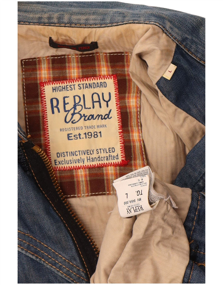 REPLAY Jachetă de denim crop pentru femei UK 16 mare, albastru, bumbac