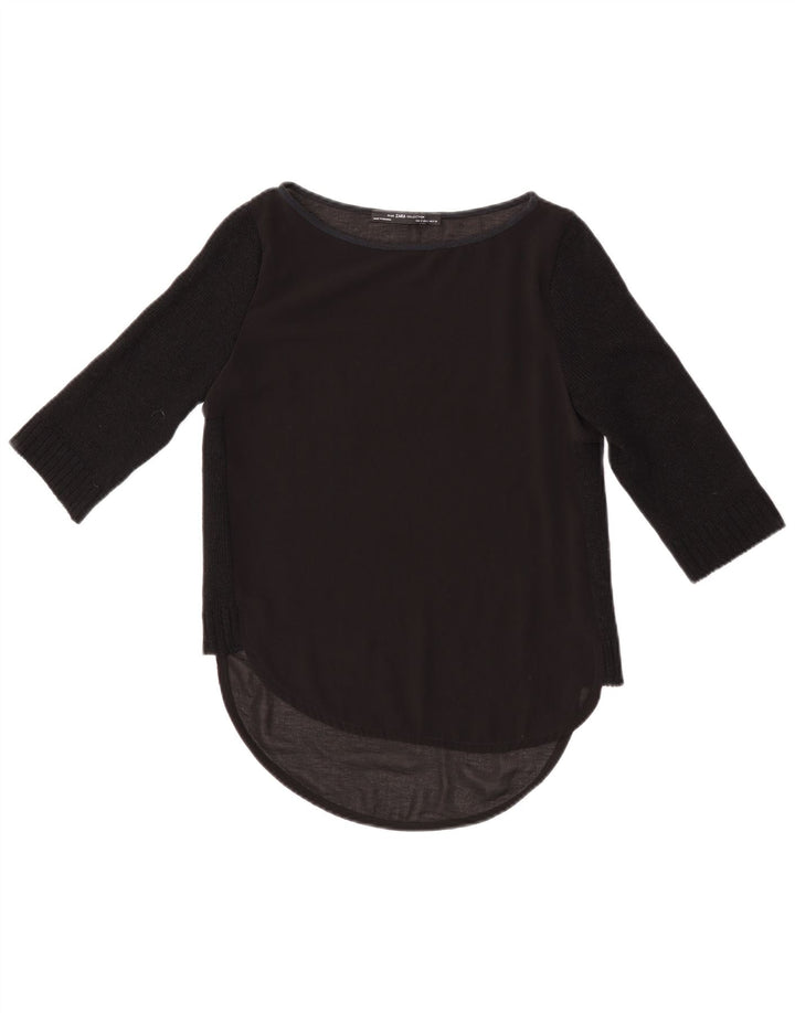 Top femeie Zara cu mâneci 3/4 UK 10 mic negru