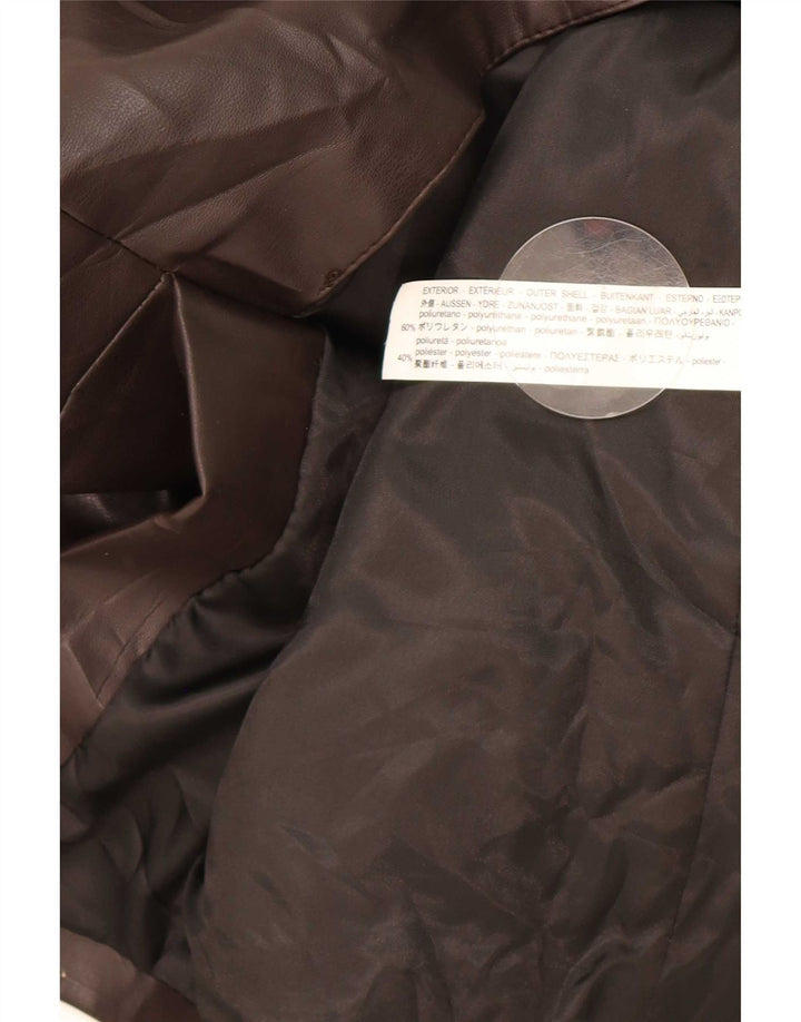 Jachetă Blazer din piele artificială pentru femei, cu 1 nasture, UK 14, maro mediu