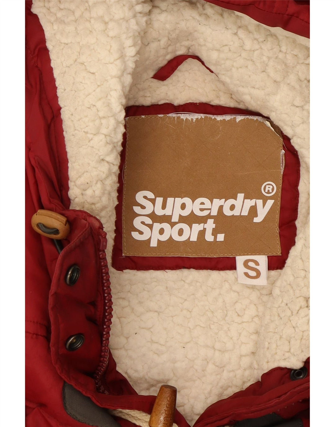 SUPERDRY Gilet căptușit cu glugă pentru femei UK 10 Poliester roșu mic