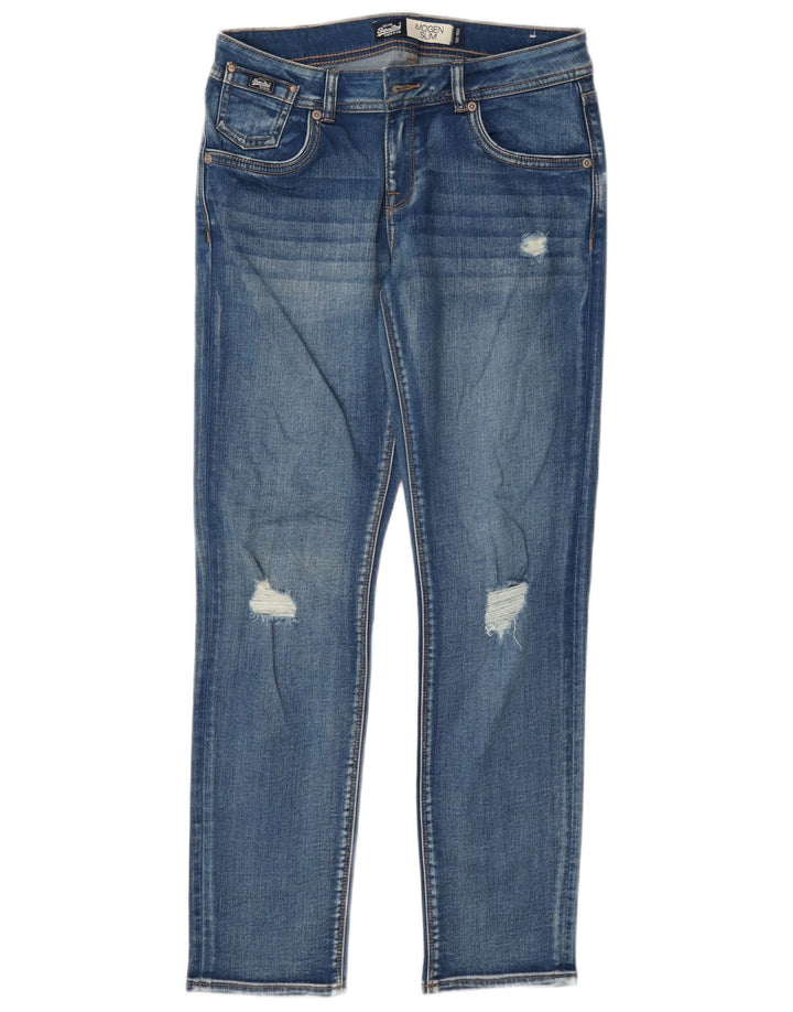 Blugi Superdry Imogen Distressed Slim W28 L30, bumbac albastru