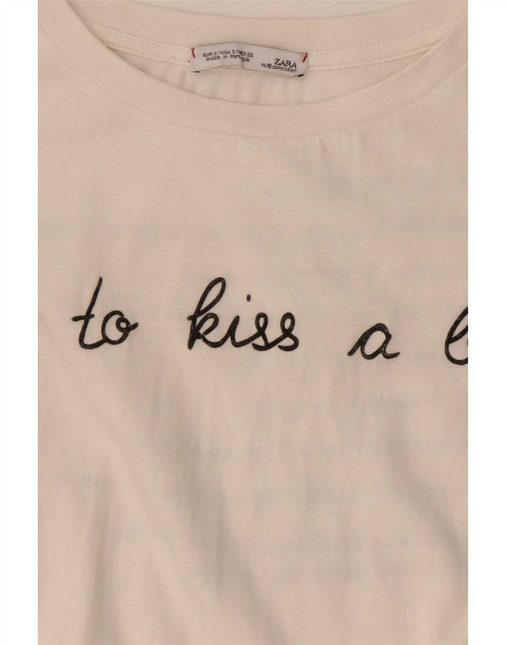 Tricou cu grafic supradimensionat pentru femei Zara UK 10 Small White