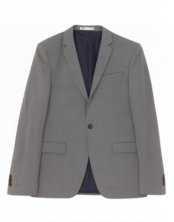 Blazer pentru bărbați Zara cu 1 nasture EU 44 XS Poliester gri