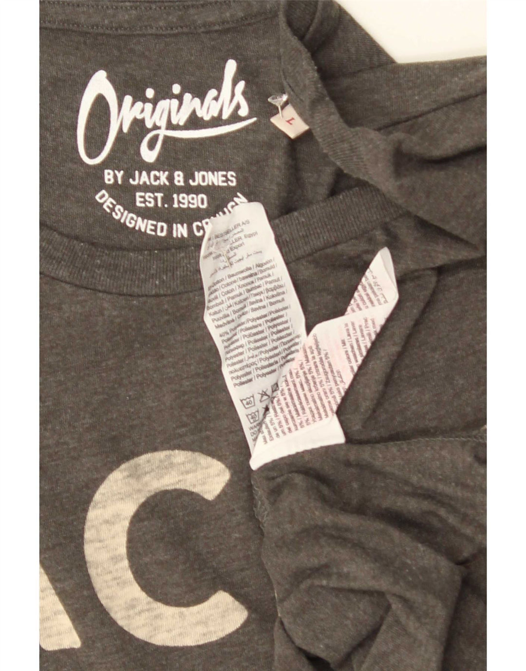Tricou grafic Jack & Jones pentru bărbați Top mare din bumbac gri