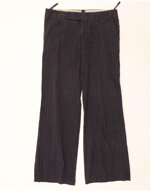 Topshop Pantaloni de costum pentru femei cu picioare largi UK 14 mari L34 L30 bleumarin cu dungi