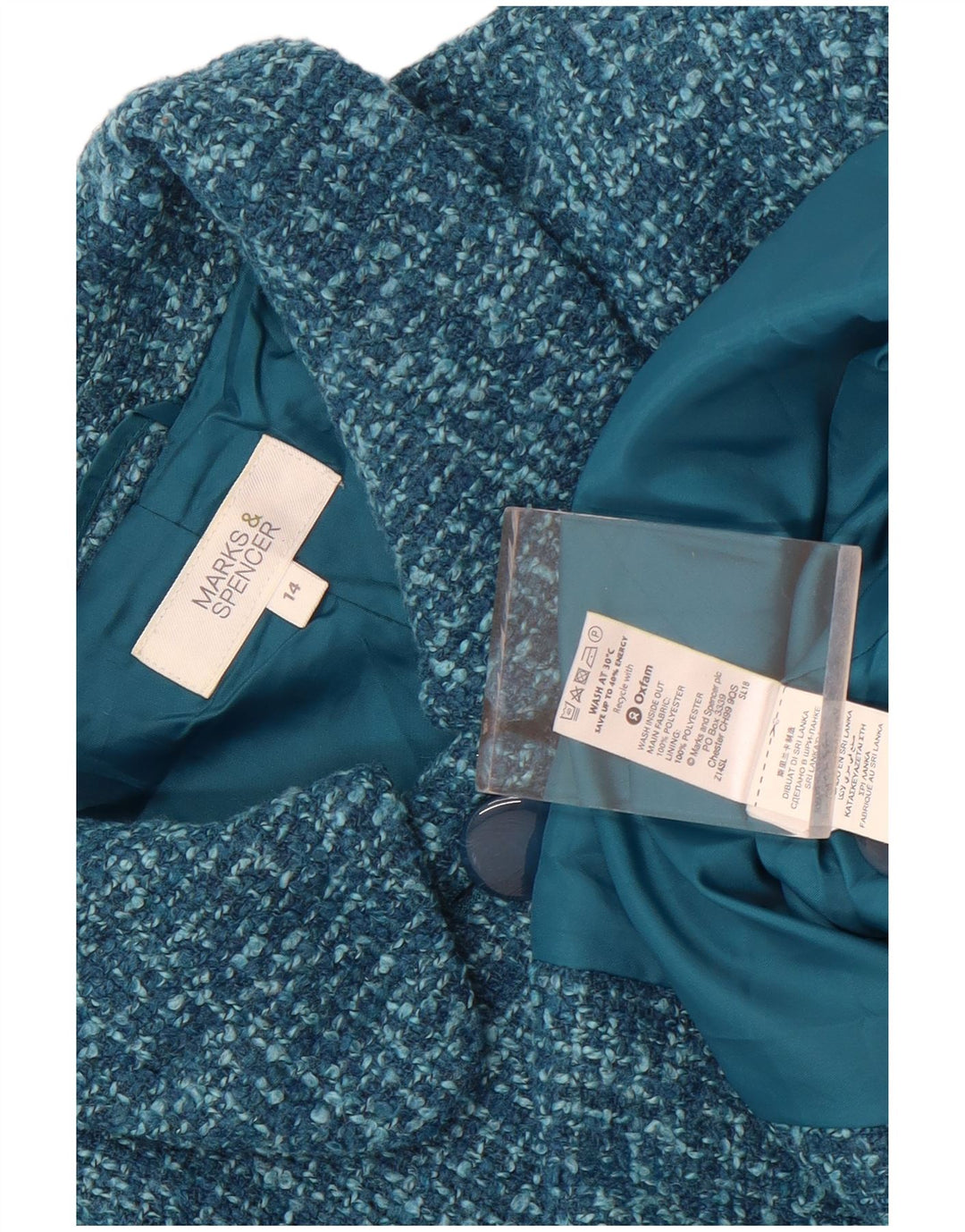 Jachetă pentru femei Marks & Spencer, cu 4 nasturi, poliester albastru mediu UK 14