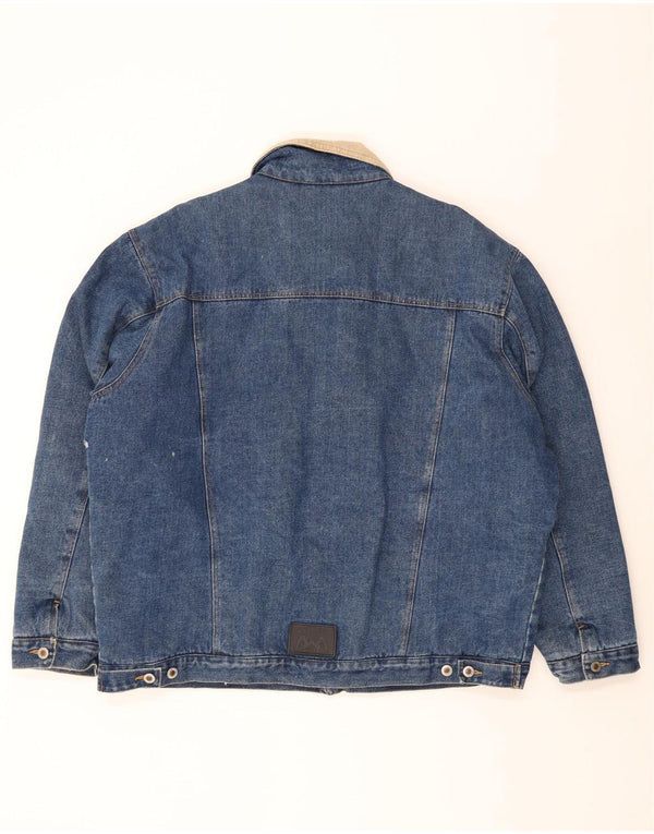 Jachetă de blugi Sherpa Vintage pentru bărbați UK 44 2XL Bumbac albastru