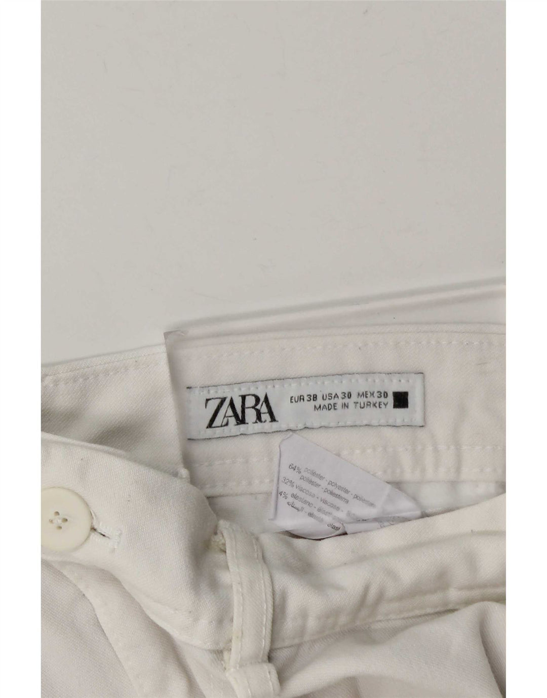 Pantaloni chino slim pentru bărbați Zara EU 38 Mici L30 L28 Poliester alb