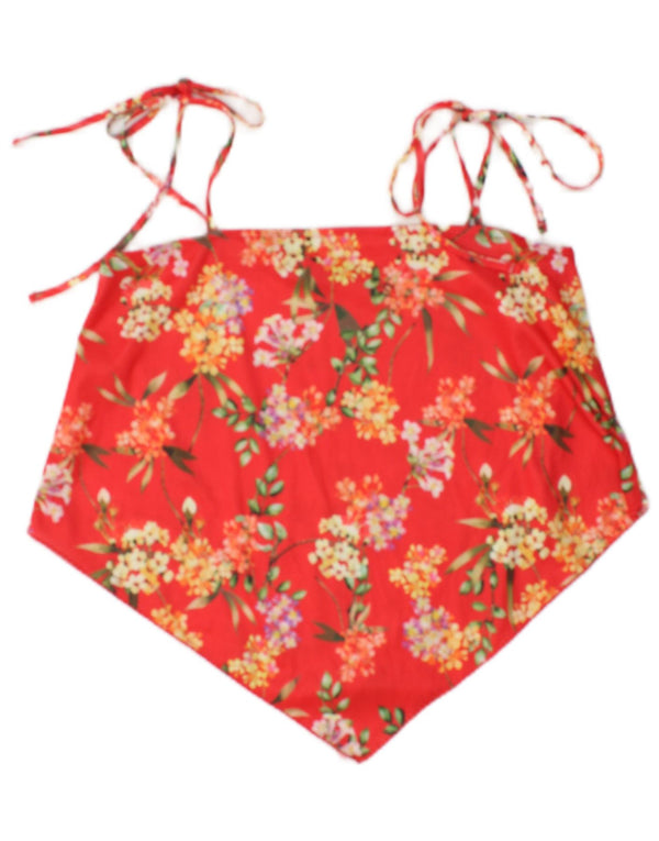 Top Crop Asymmetric pentru Damă Zara UK 10 Poliester Floral Roșu Mic
