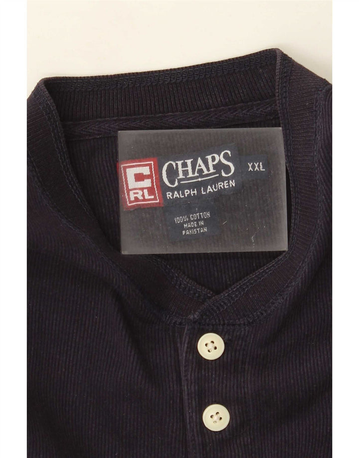Top pentru bărbați Chaps cu mânecă lungă 2XL din bumbac bleumarin