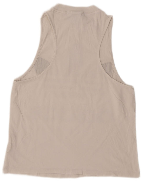 Vesta grafică pentru femei Adidas UK 12 Bumbac alb mediu
