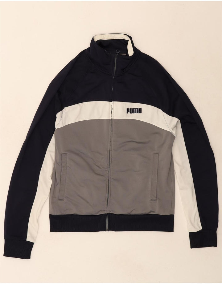 PUMA Mens Tracksuit Top Jacket Medium Navy Blue Colourblock Polyester Vintage Puma and Second-Hand Puma from Messina Hembry 