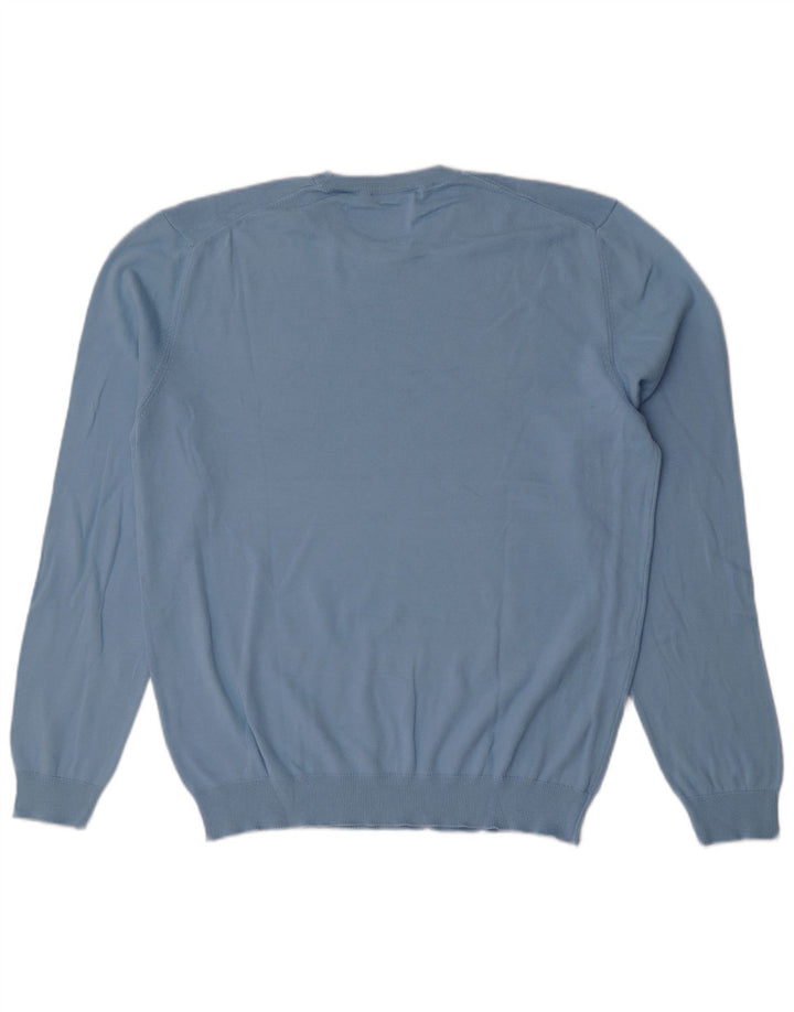 Pulover Benetton pentru bărbați, cu gât crew, XL, bumbac, albastru