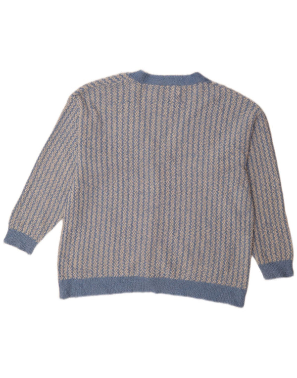 Pulover cardigan supradimensionat pentru femei Zara UK 14 Bumbac geometric albastru mediu