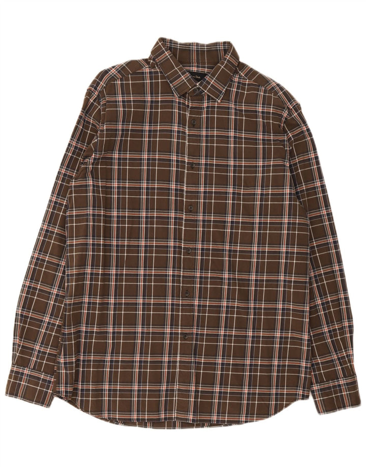 Cămașă Massimo Dutti pentru bărbați XL din bumbac cu carouri maro
