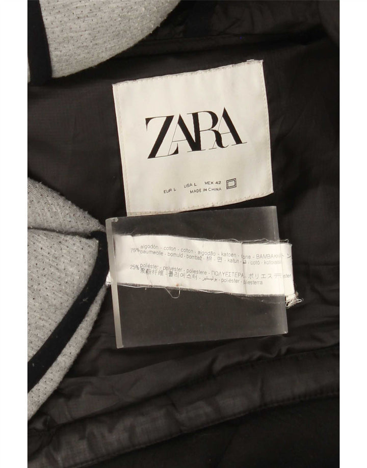 Jachetă căptușită cu glugă pentru bărbați Zara UK 40 mare, negru, bumbac