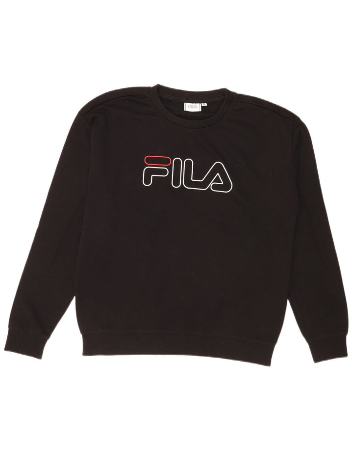 Pulover cu grafic pentru femei Fila, UK 10/12, bumbac mediu negru